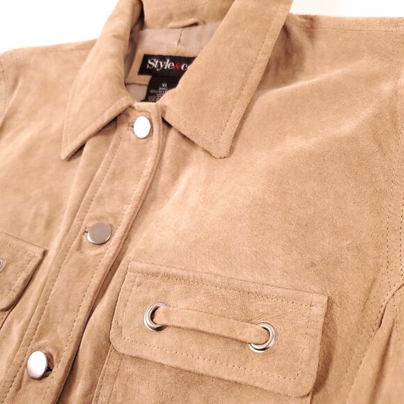 Style & Co. Collection Brown Tan 100% genuine Leather Jacket Coat Size XL - Picture 6 of 11